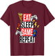 Funny Eat Sleep Game Repeat for Video Games Lovers T-Shirt - T-Shirt | Maroon