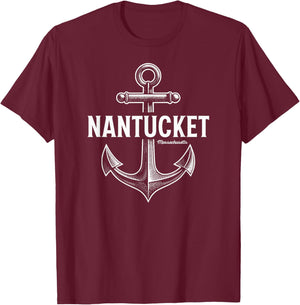 Nantucket Massachusetts Ancre vintage T-Shirt - T-Shirt | Maroon
