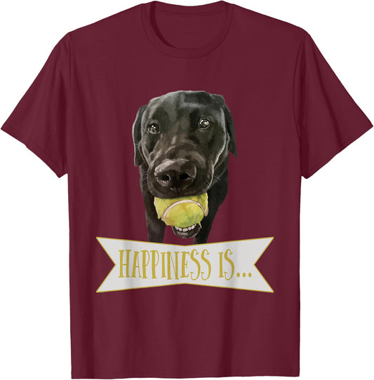 Black Labrador Dog Tennis Ball Women Girls Kids T-Shirt - T-Shirt | Maroon
