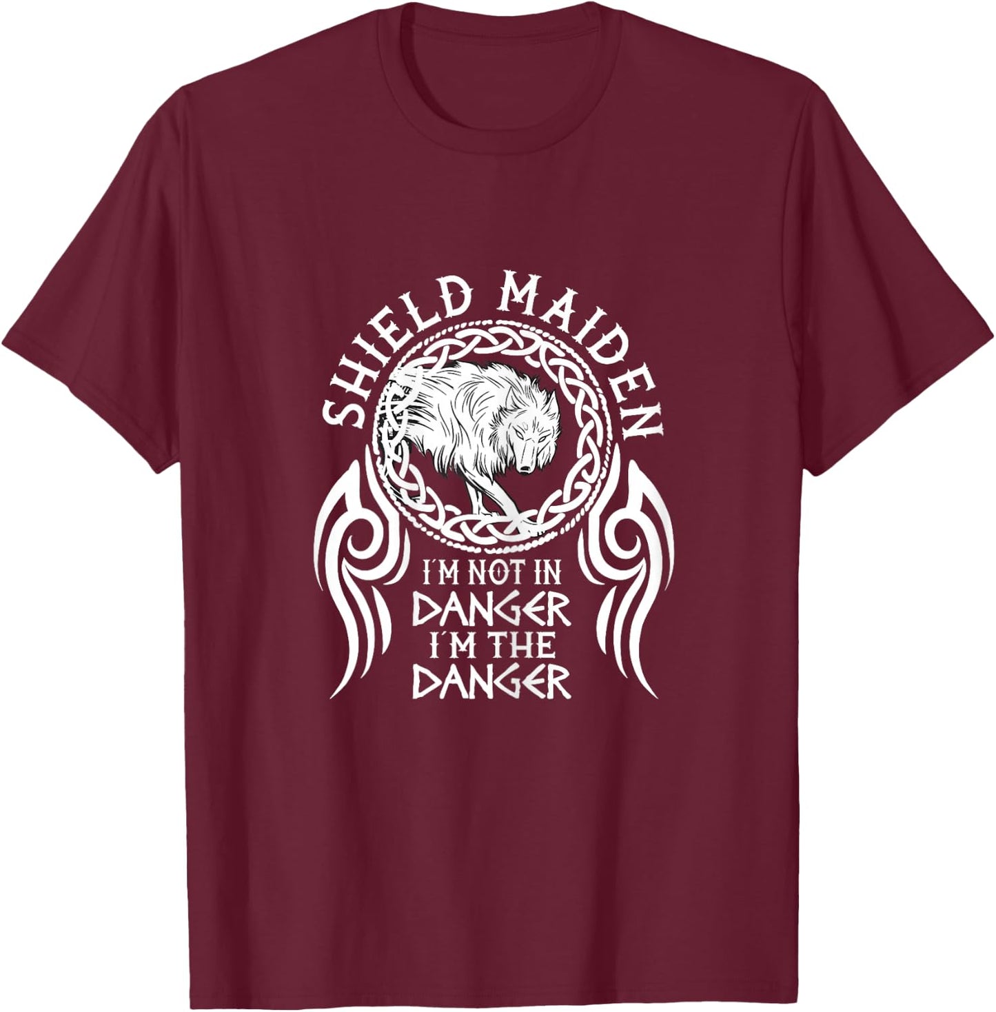 vikings viking fenrir shieldmaiden Lagertha shield maiden T-Shirt - T-Shirt | Maroon