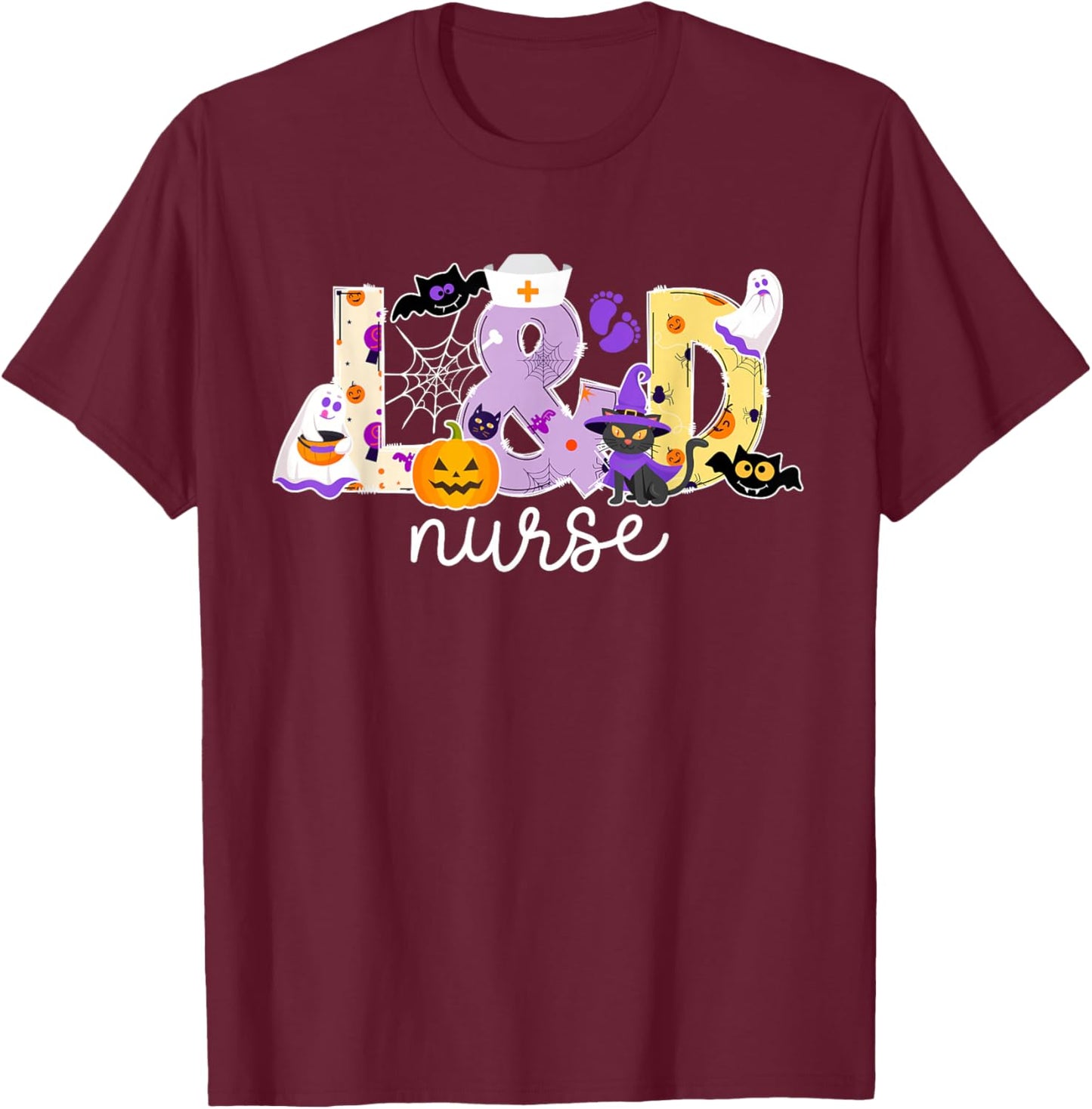 Spooky L&D Nurse Halloween Labor And Delivery Nurse T-Shirt - T-Shirt | Maroon
