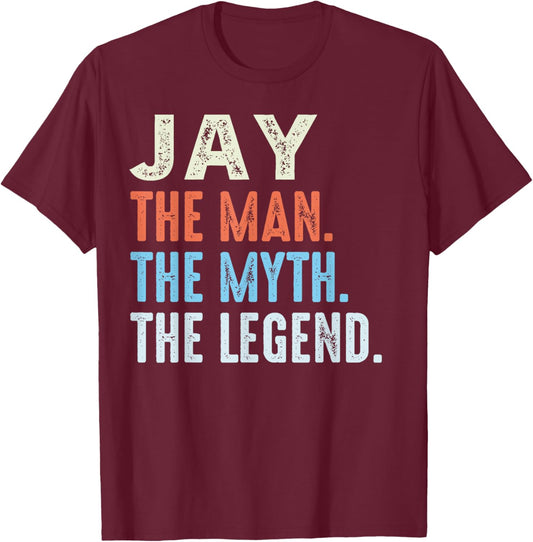 JAY The Legend Name Personalized Cute Idea Men Vintage JAY T-Shirt - T-Shirt | Maroon