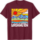 Washington Artistic Nature & Mountains State Vintage Graphic T-Shirt - T-Shirt | Maroon