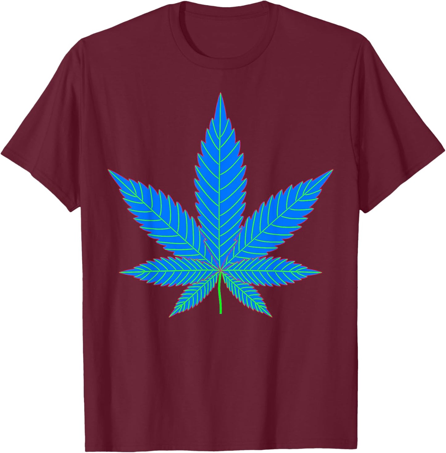 Pot Leaf | Trippy Marijuana Plant T-Shirt - T-Shirt | Maroon