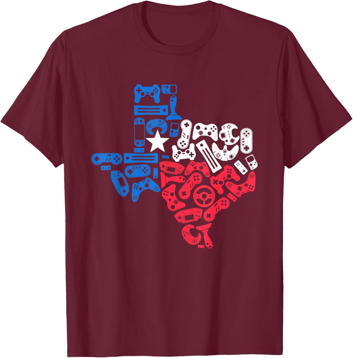 Boys Video Game Texas State Flag Map Gamer Men Kids T-Shirt - T-Shirt | Maroon