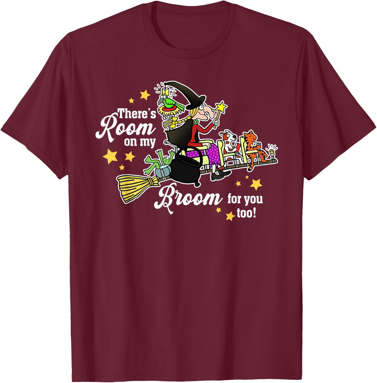 Funny There's Room On My Broom For You Too Teacher Halloween T-Shirt - T-Shirt | Maroon