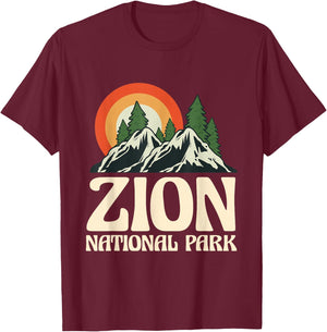 Zion National Park Souvenir Outdoors Hiking T-Shirt - T-Shirt | Maroon