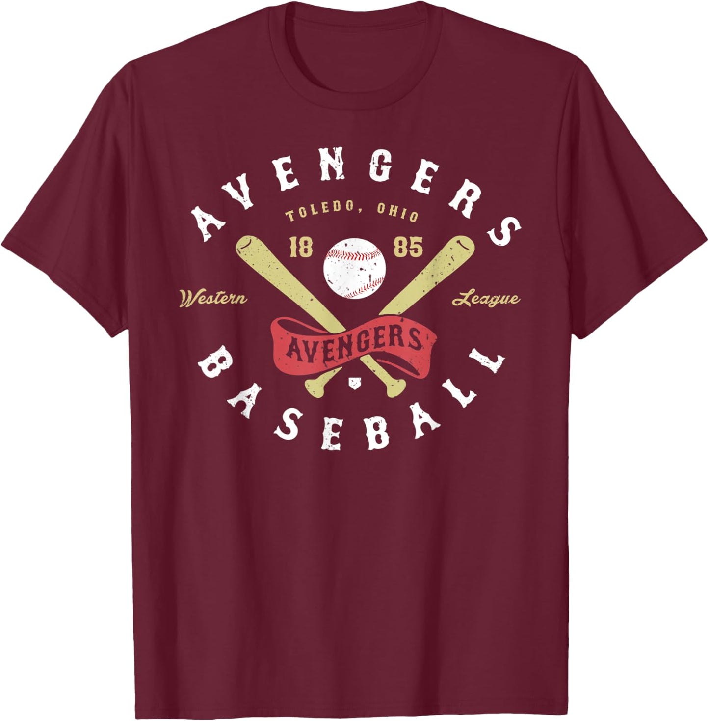 Toledo Avengers - Ohio - Vintage Defunct Baseball Teams T-Shirt - T-Shirt | Maroon