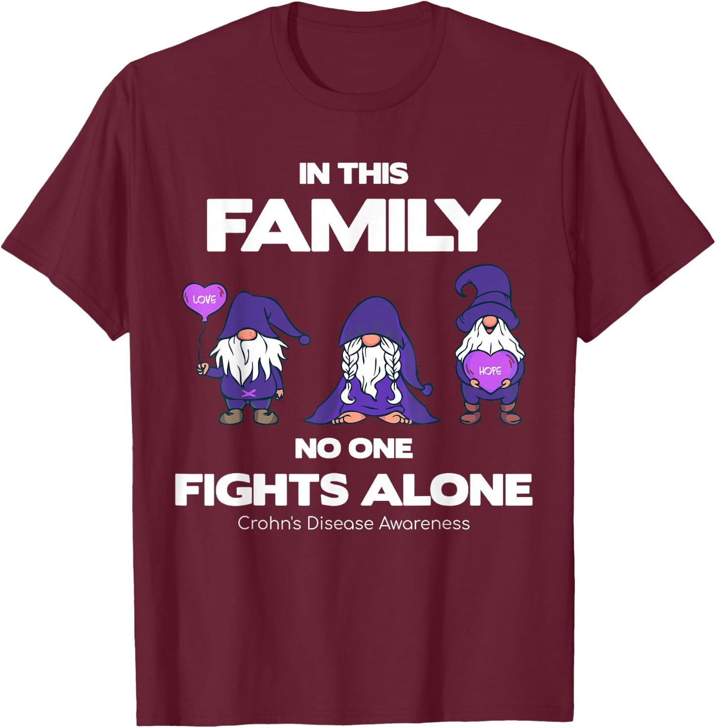 Crohn's Disease Awareness - Purple Warrior Fight Support T-Shirt - T-Shirt | Maroon