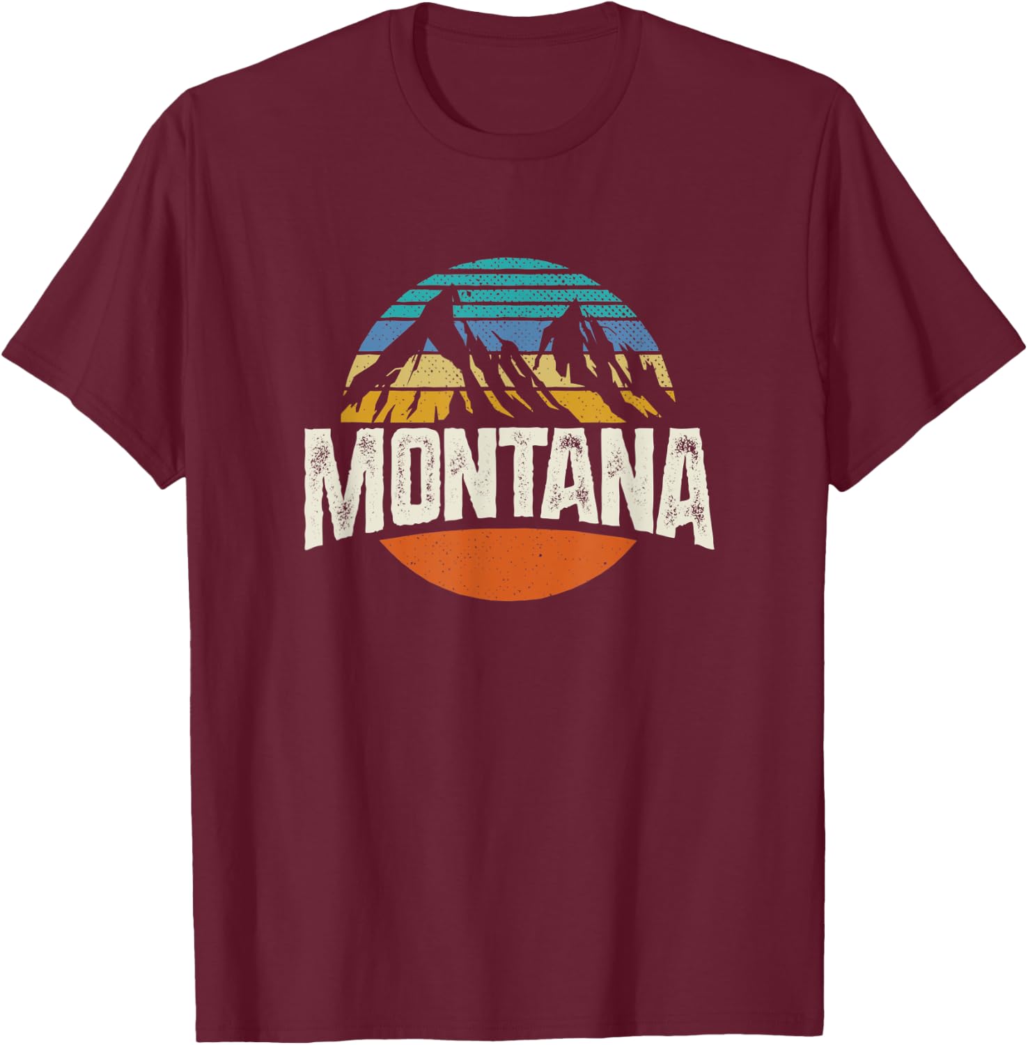 Montana Mountains Retro Design Hiking MT T-Shirt - T-Shirt | Maroon