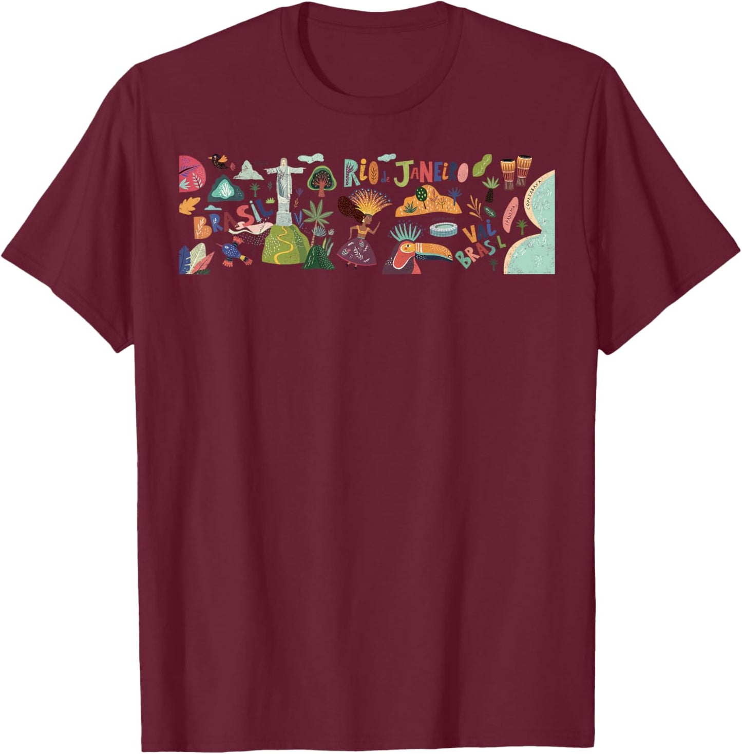 Travel Brazil Rio de Janeiro Sao Paolo Family Vacation T-Shirt - T-Shirt | Maroon
