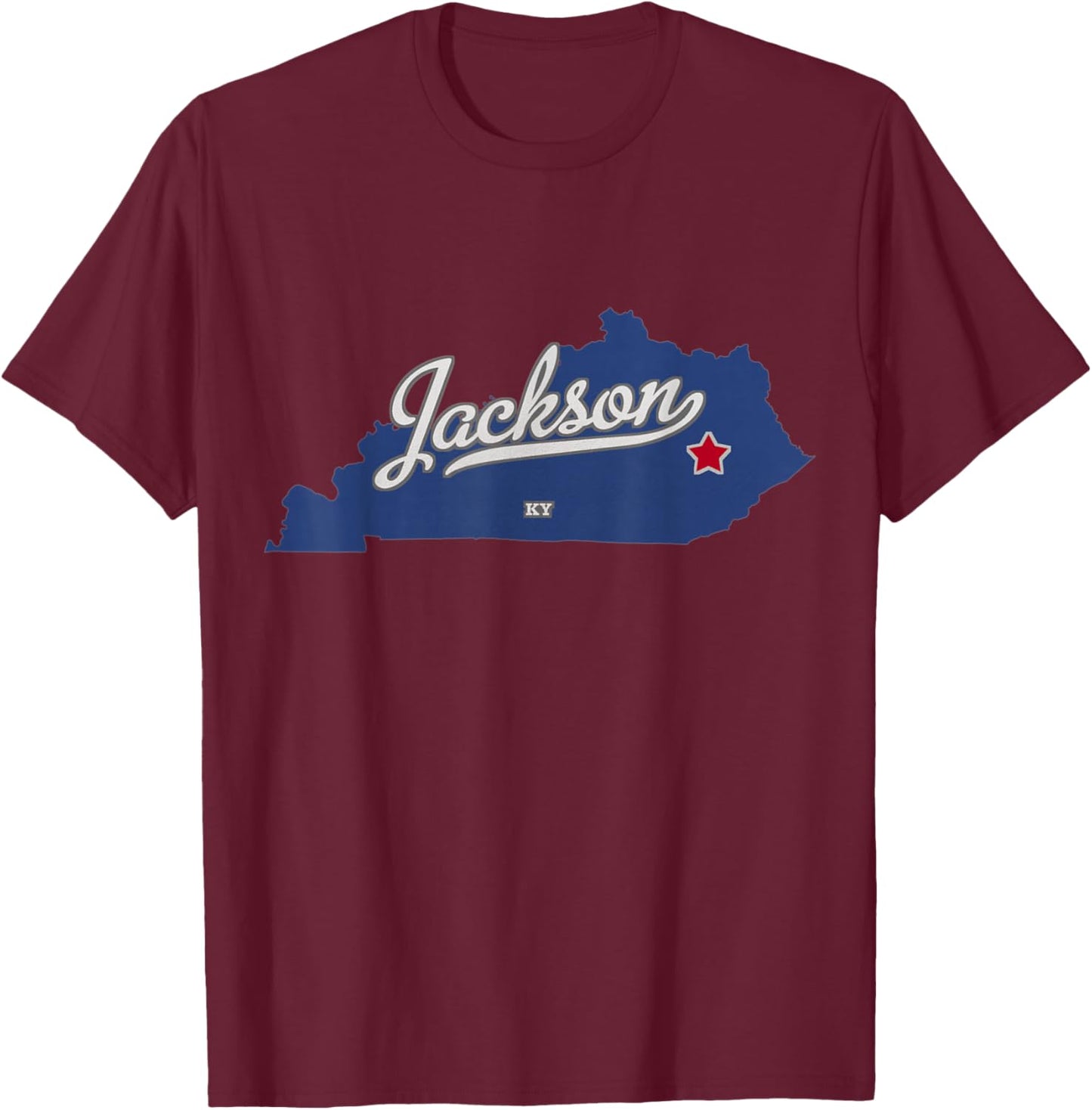 Jackson Kentucky KY Map T-Shirt - T-Shirt | Maroon