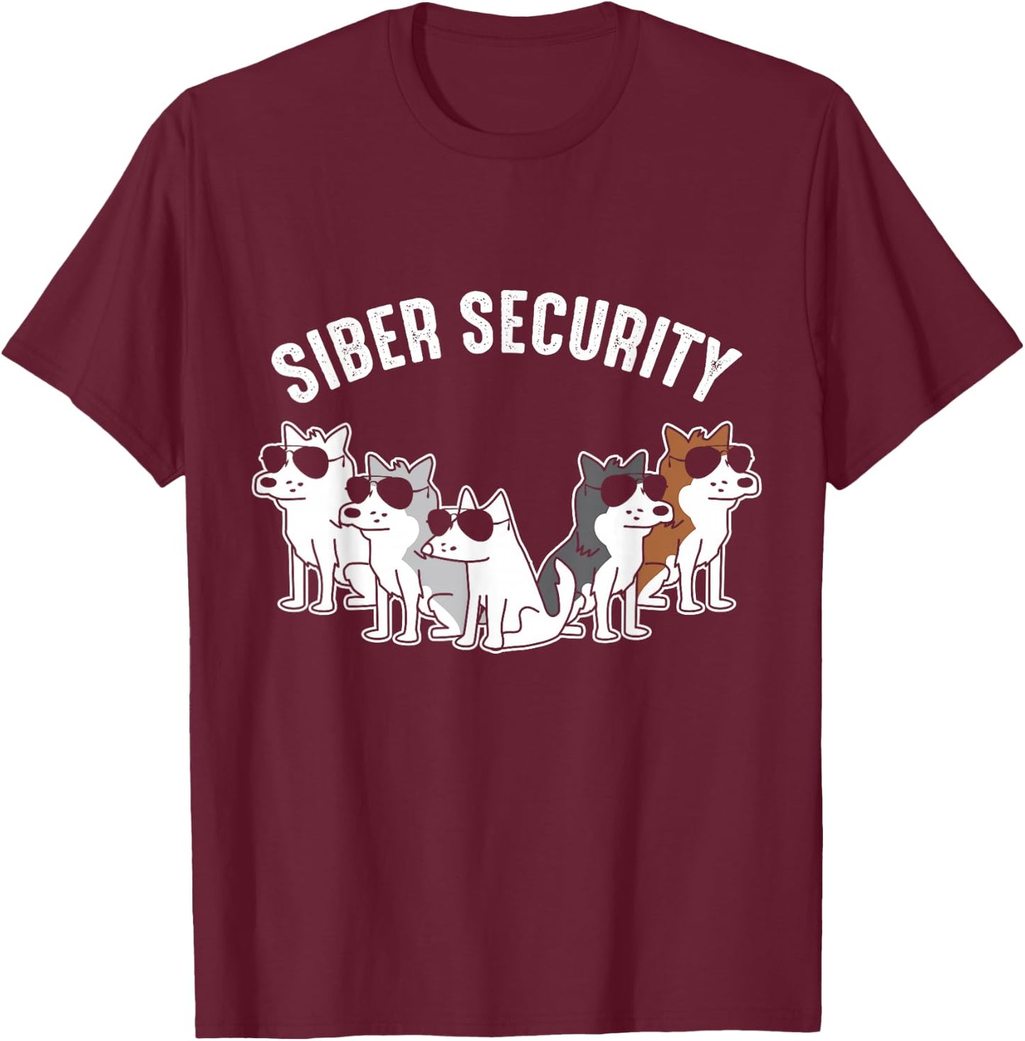 Siberian Husky Siber Security Crew T-Shirt - T-Shirt | Maroon