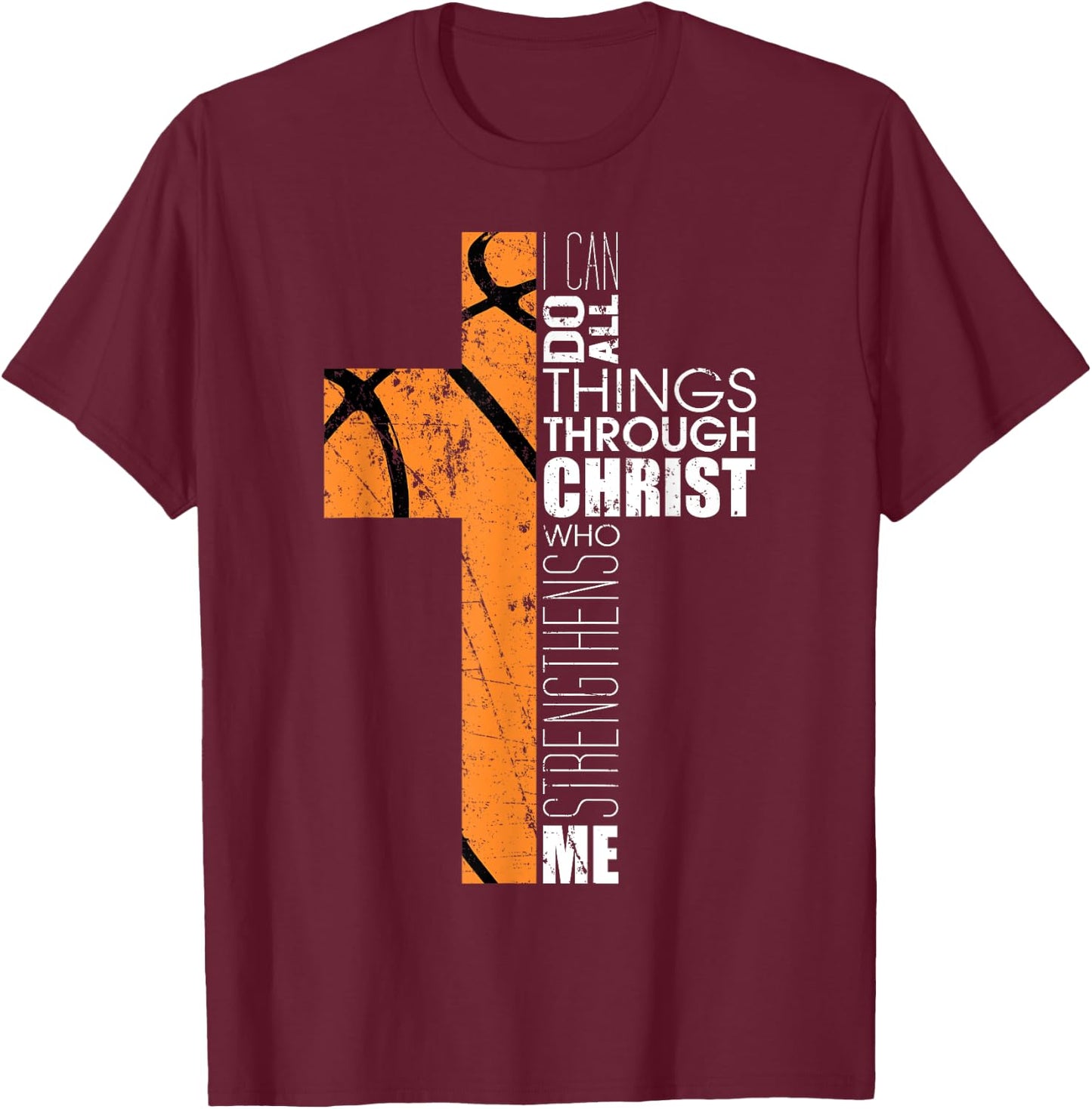 Christian Basketball Gifts Teen Boys Men Religious Verses T-Shirt - T-Shirt | Maroon