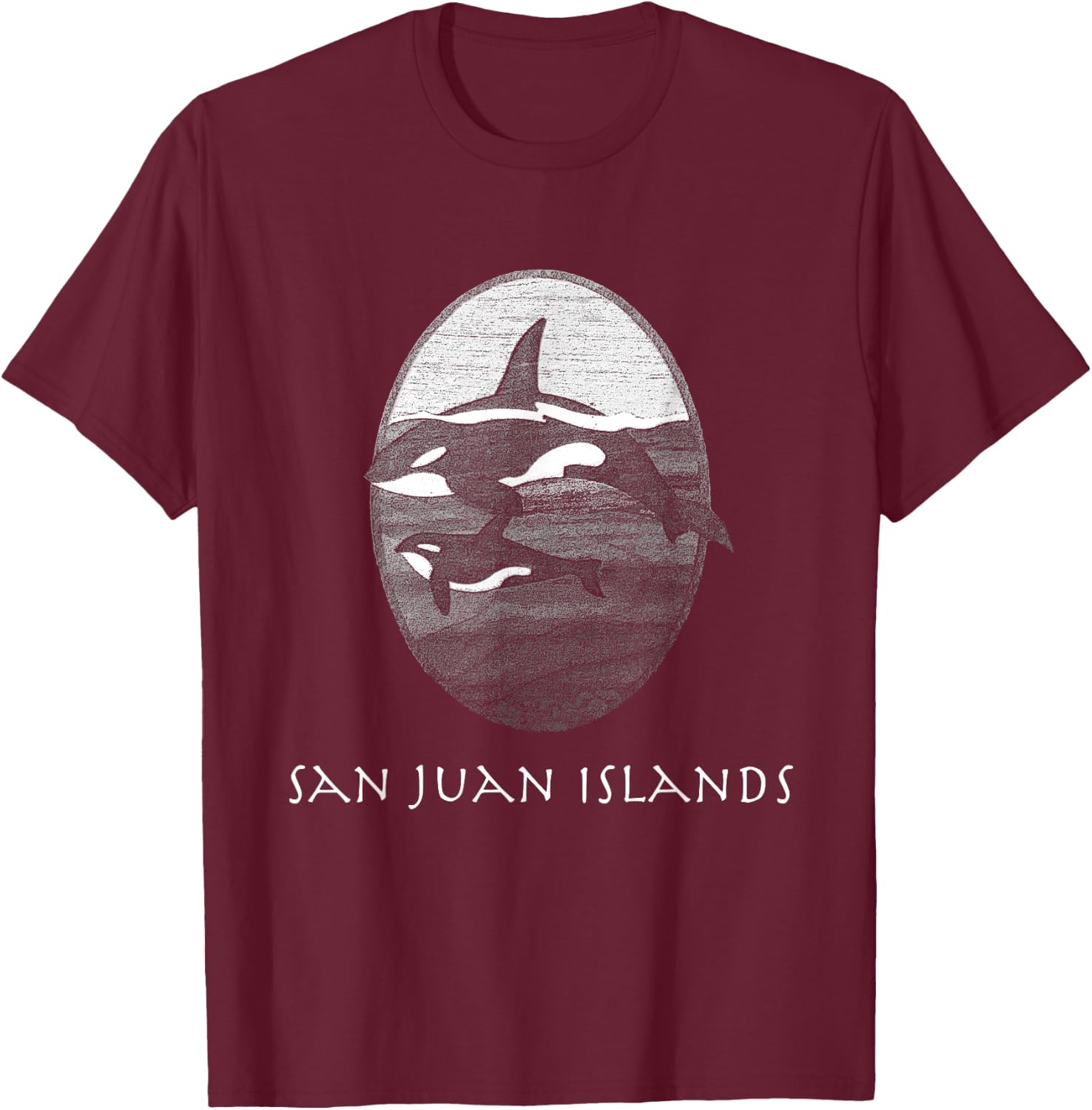San Juan Islands WA Orca Killer Whales Pacific Northwest PNW T-Shirt - T-Shirt | Maroon