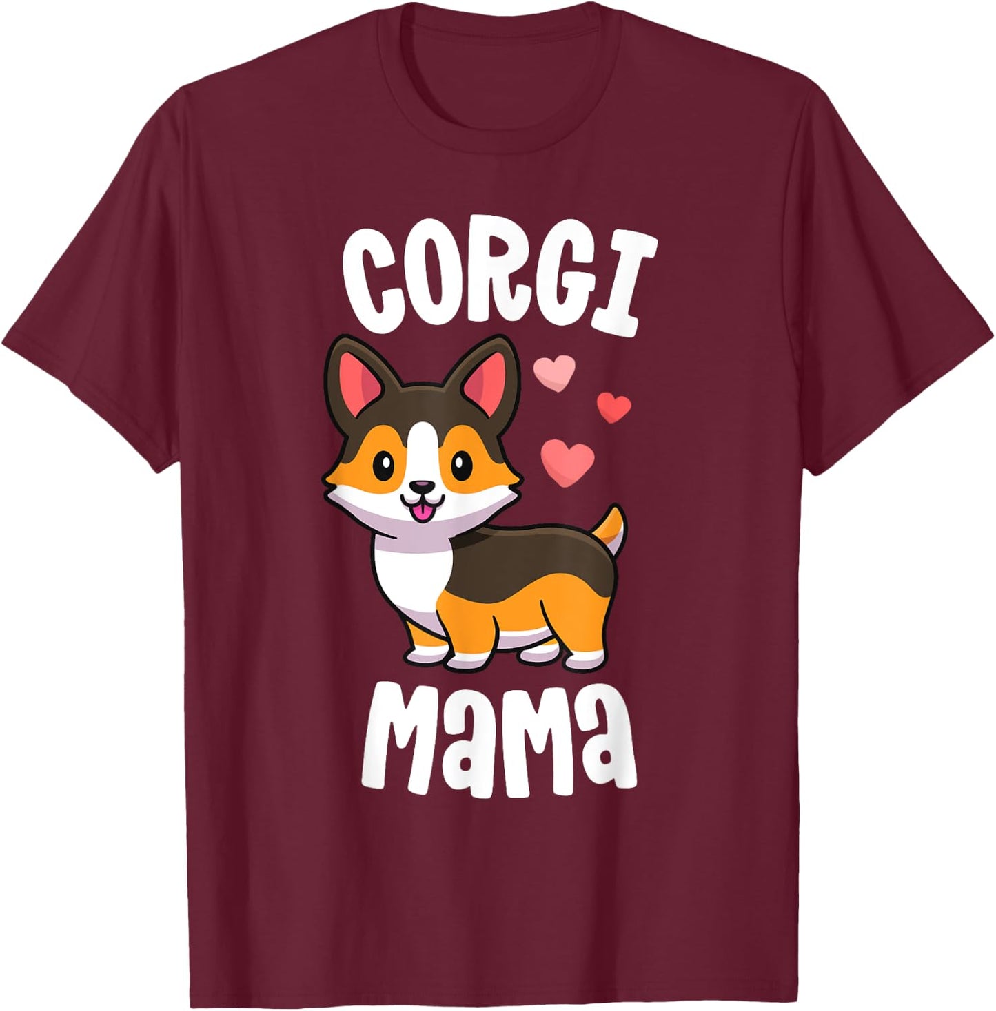 Corgi Mom Shirts Dog Mama Red Tricolour Corgi T-Shirt - T-Shirt | Maroon