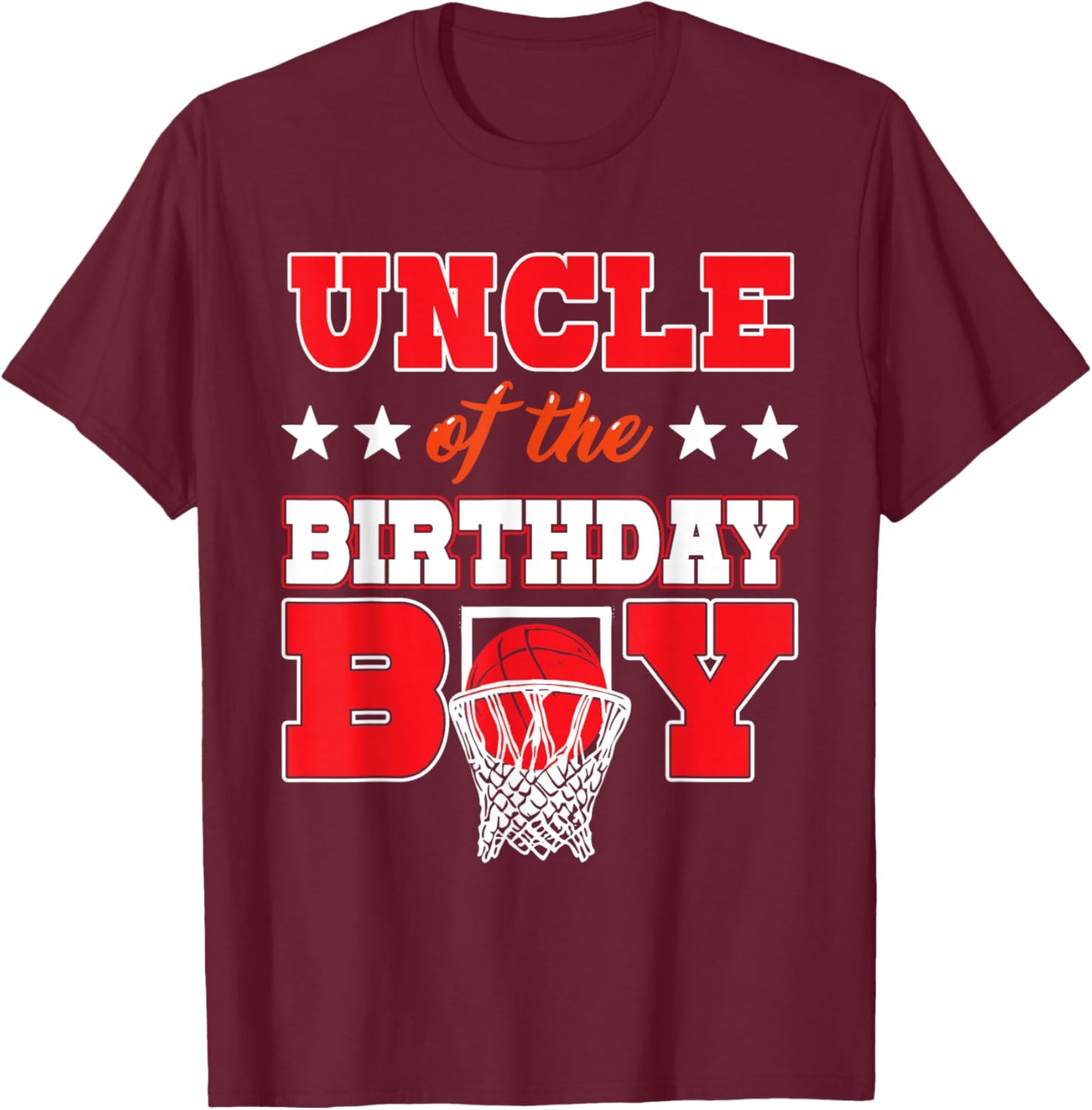 Basketball Party Uncle of the Birthday Boy Baller Family Men T-Shirt - T-Shirt | Maroon