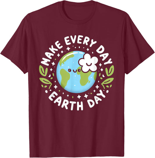Cute Make Everyday Earth Day Kids T-Shirt - T-Shirt | Maroon