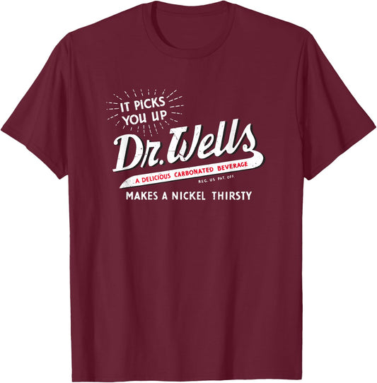 Vintage Retro Dr. Wells Soda T-Shirt - T-Shirt | Maroon