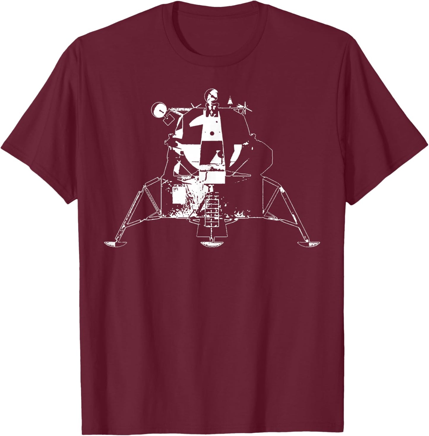 Lunar Lander Floating Sketch T-Shirt - T-Shirt | Maroon