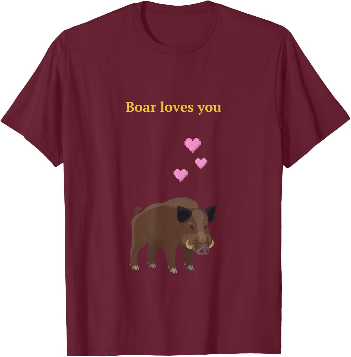 Boar loves you in Valheim T-Shirt - T-Shirt | Maroon