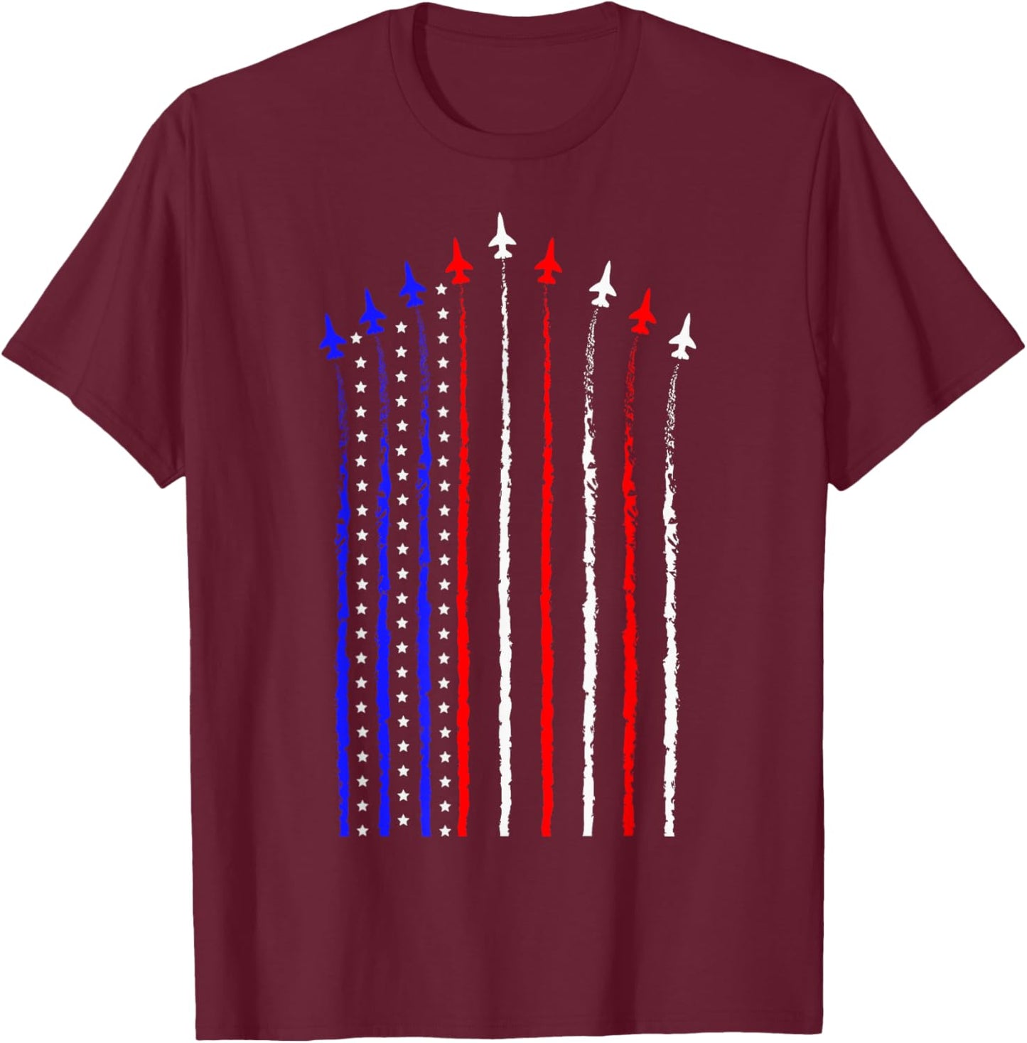 Patriot July 4th Fighter Jets Airplane USA Flag Kid Boy T-Shirt - T-Shirt | Maroon