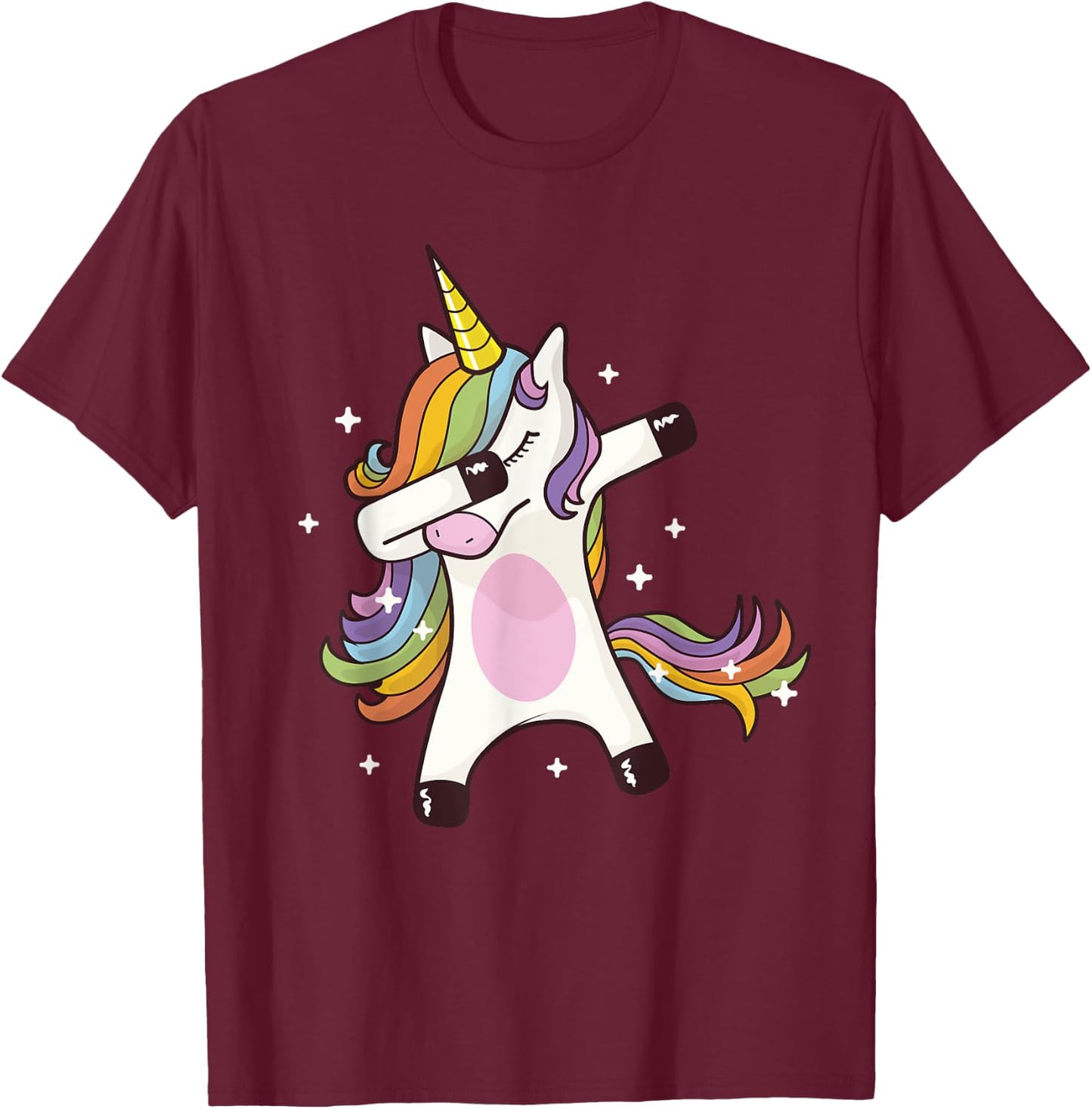 Dabbing Unicorn T-Shirt - T-Shirt | Maroon