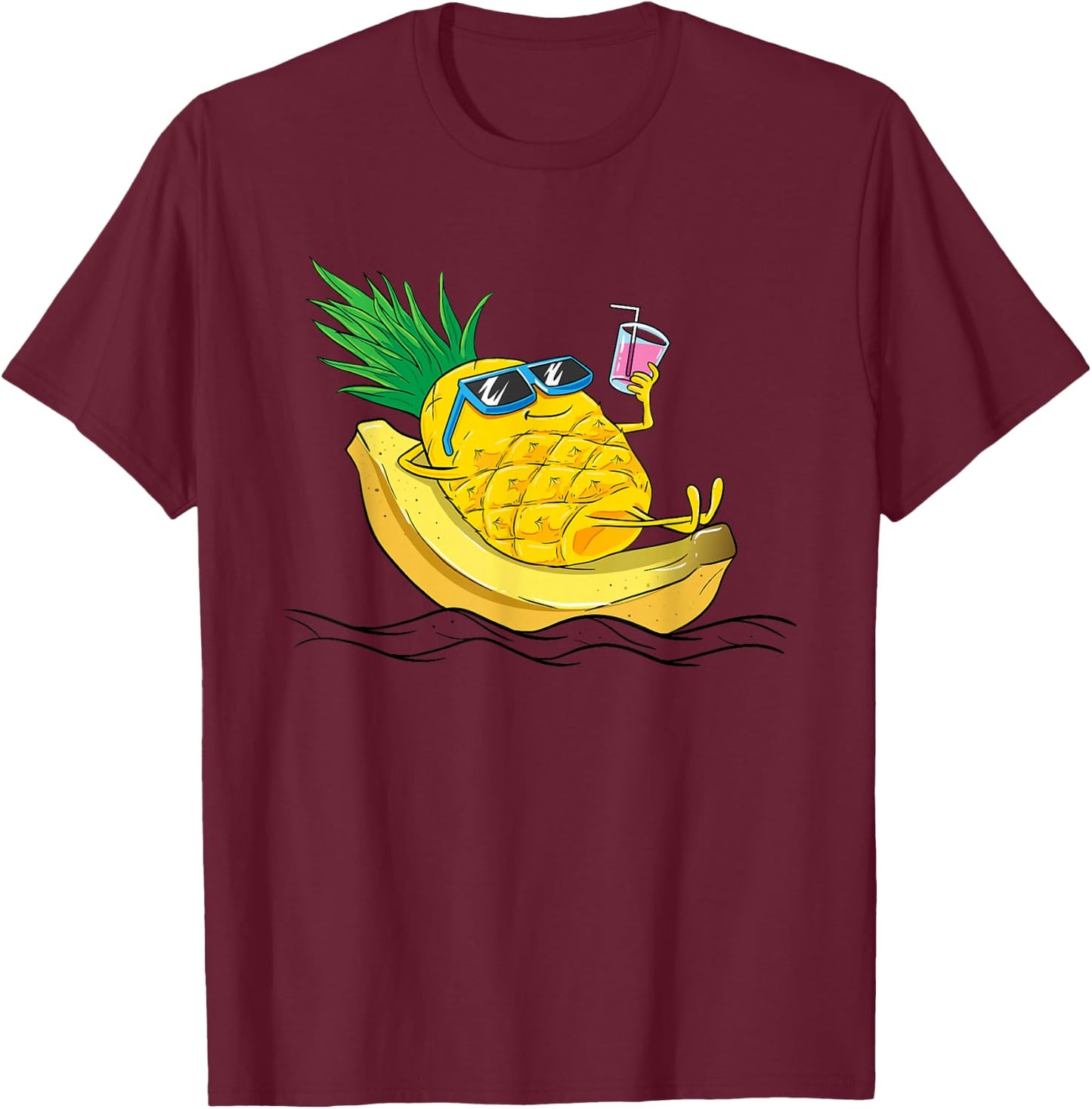 Kids Cool Pineapple Banana Shirt chill summer vacation T-Shirt - T-Shirt | Maroon