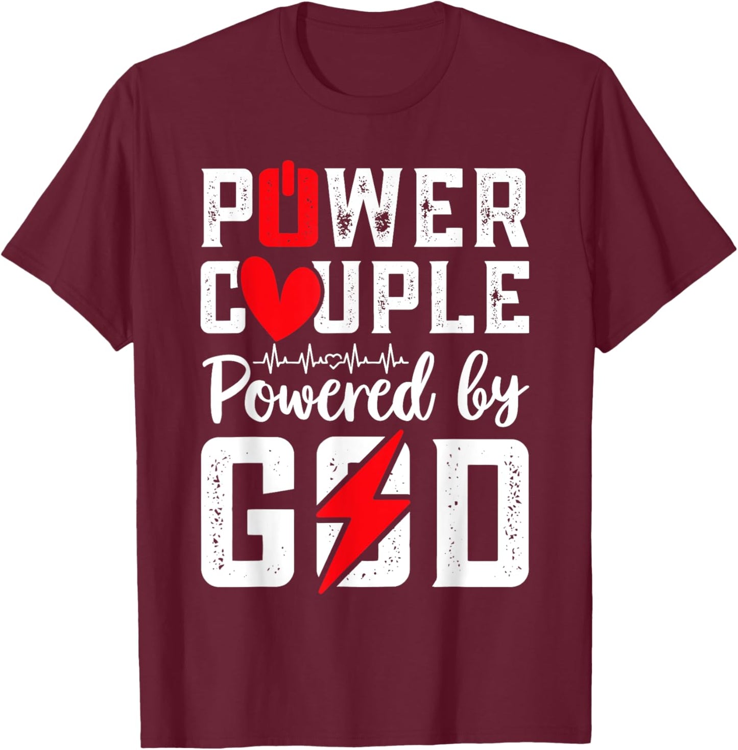 Power Couple Christian Couple Matching Christ Jesus Faith Fa , Small, Black T-Shirt - T-Shirt | Maroon