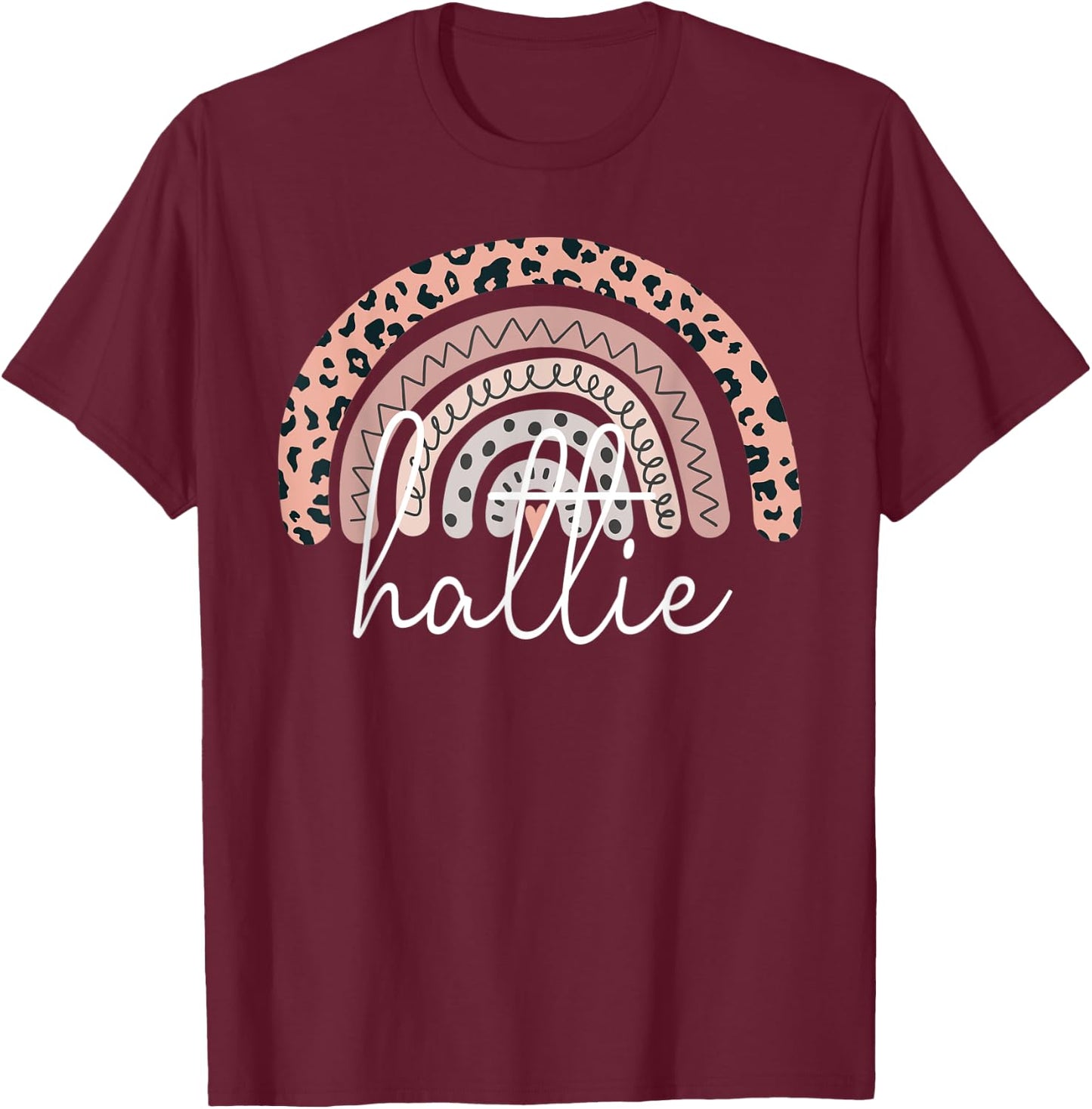 hattie Name Personalized Cute Women Rainbow Appreciation T-Shirt - T-Shirt | Maroon