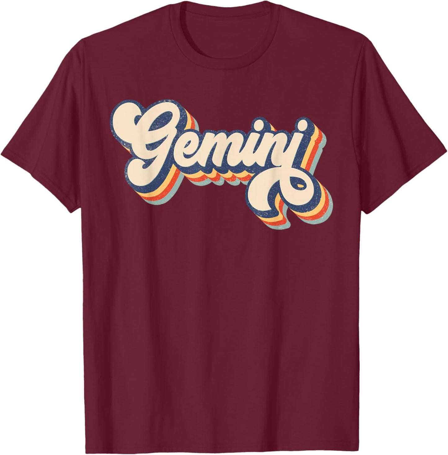 Gemini Retro Zodiac Sign May June Birthday T-Shirt - T-Shirt | Maroon
