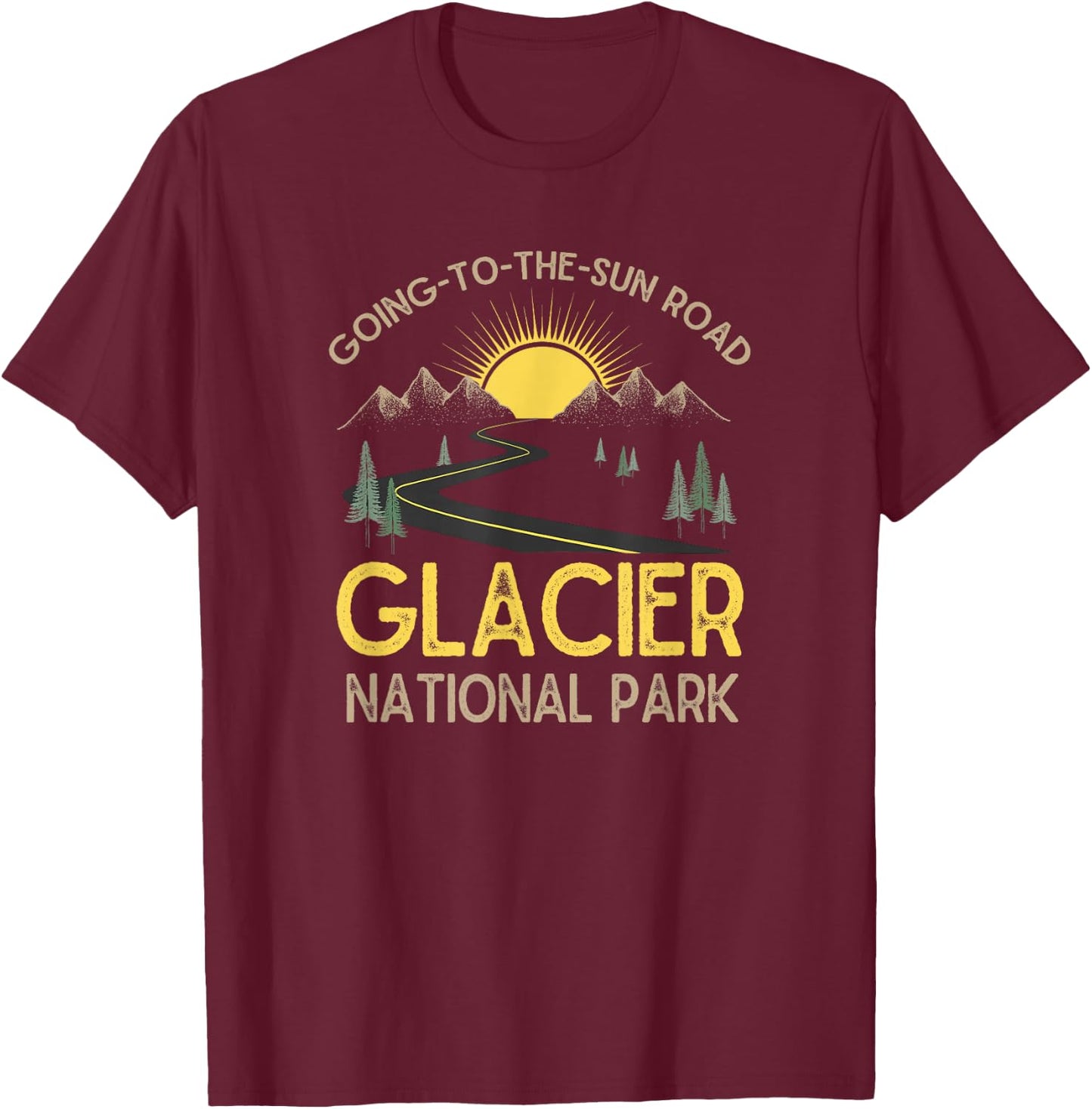 Going-To-The-Sun Road Glacier National Park Retro Montana T-Shirt - T-Shirt | Maroon