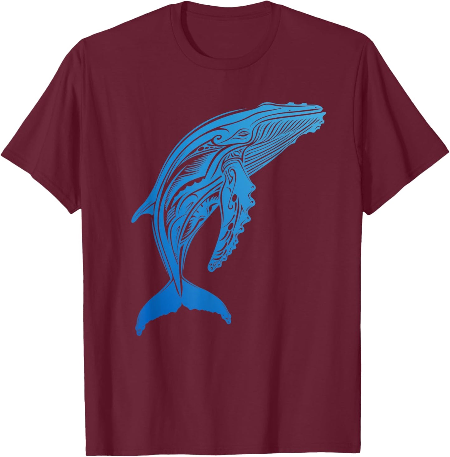 Humpback Whale Native Hawaiian - Hawaiian Tribal T-Shirt - T-Shirt | Maroon
