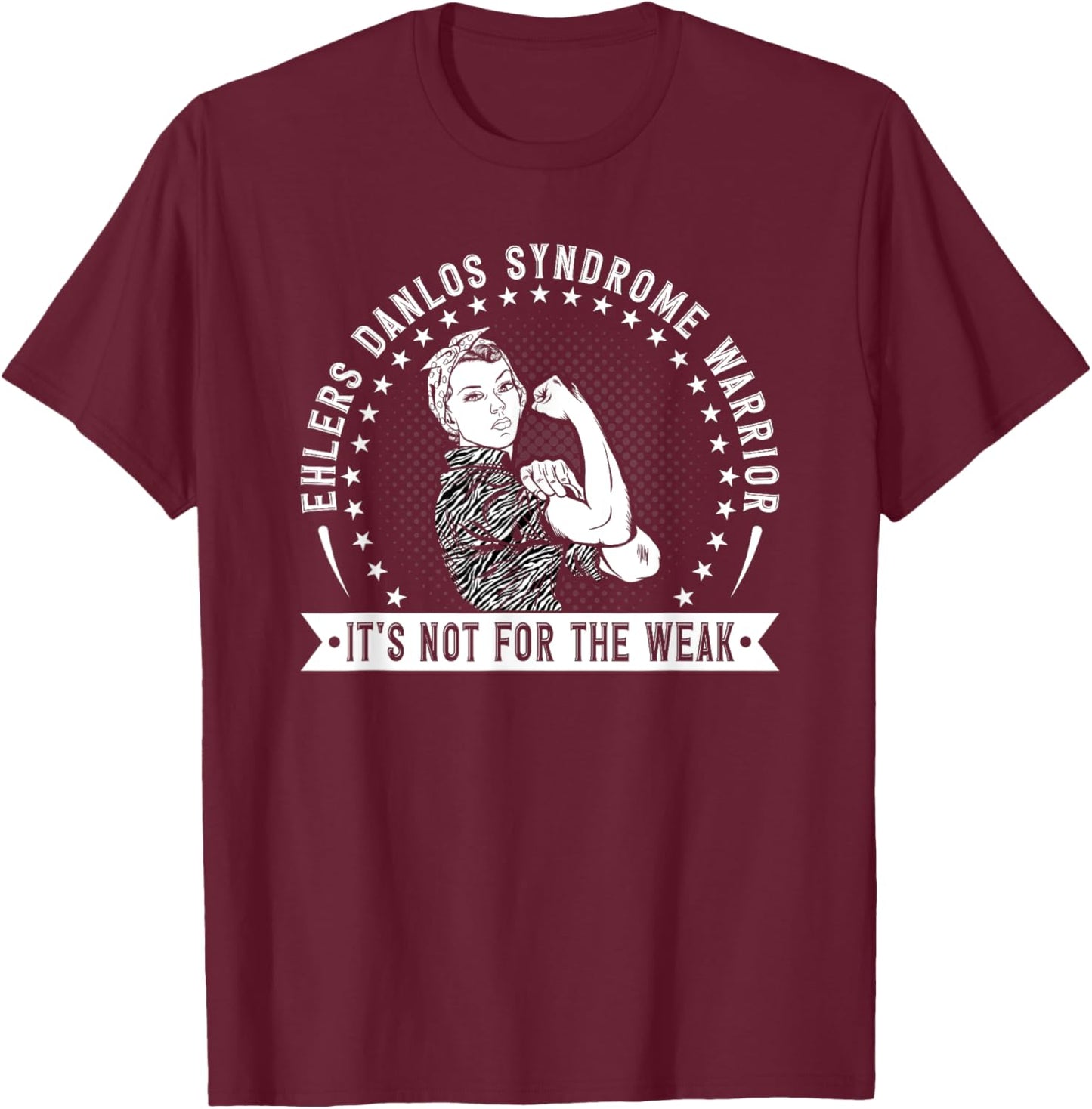 Ehlers Danlos Syndrome Warrior Zebra Stripes EDS T-Shirt - T-Shirt | Maroon