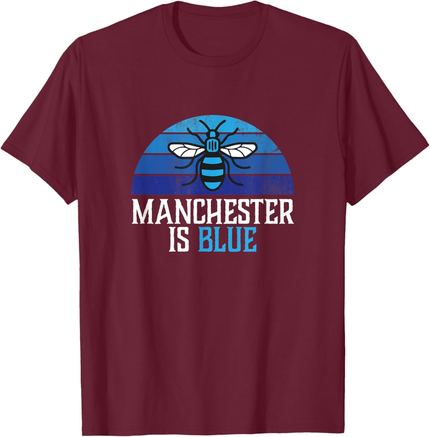 Manchester is Blue with Worker Bee and blue moon T-Shirt - T-Shirt | Maroon