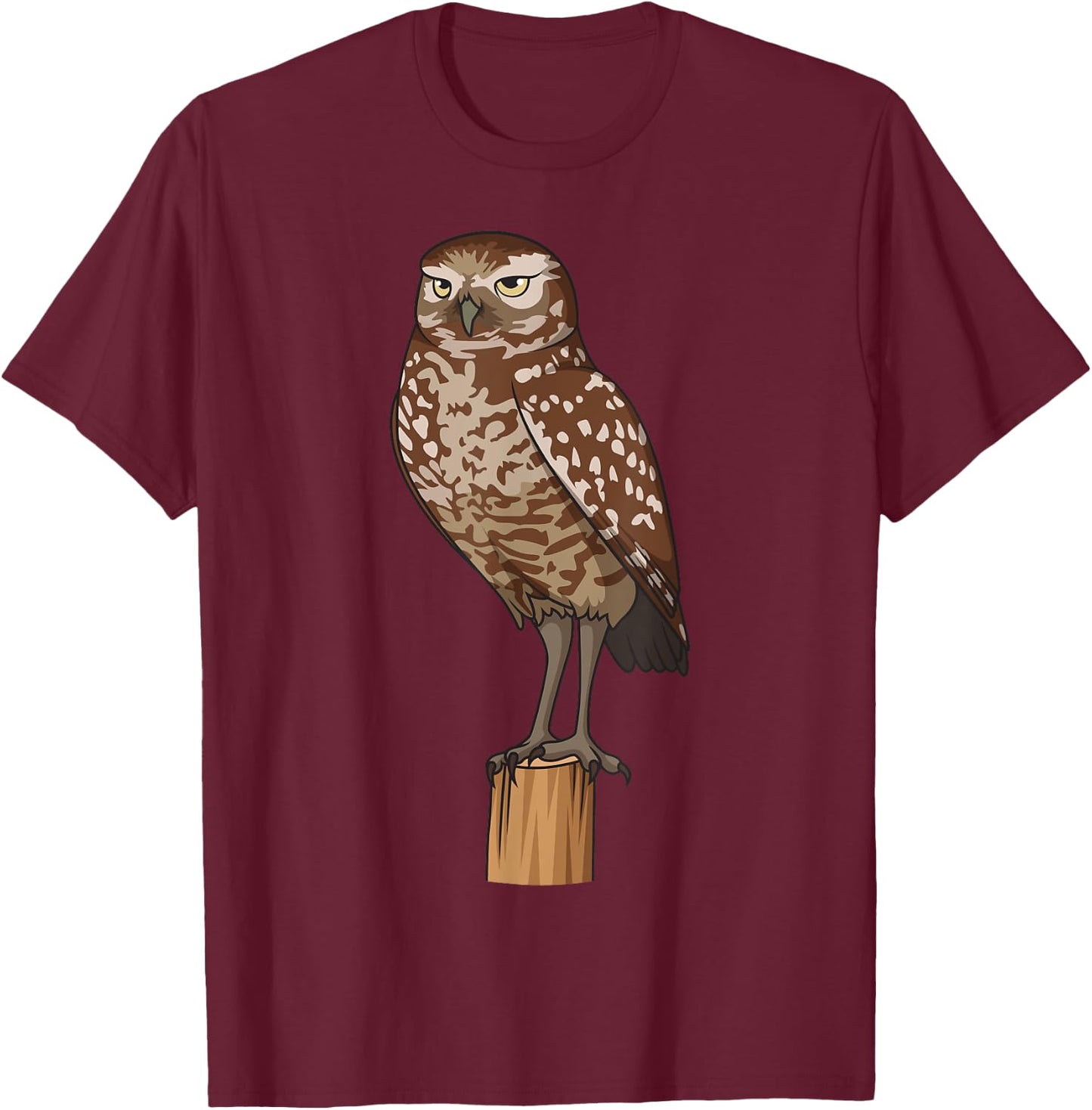 Realistic Burrowing Owl T-Shirt - T-Shirt | Maroon