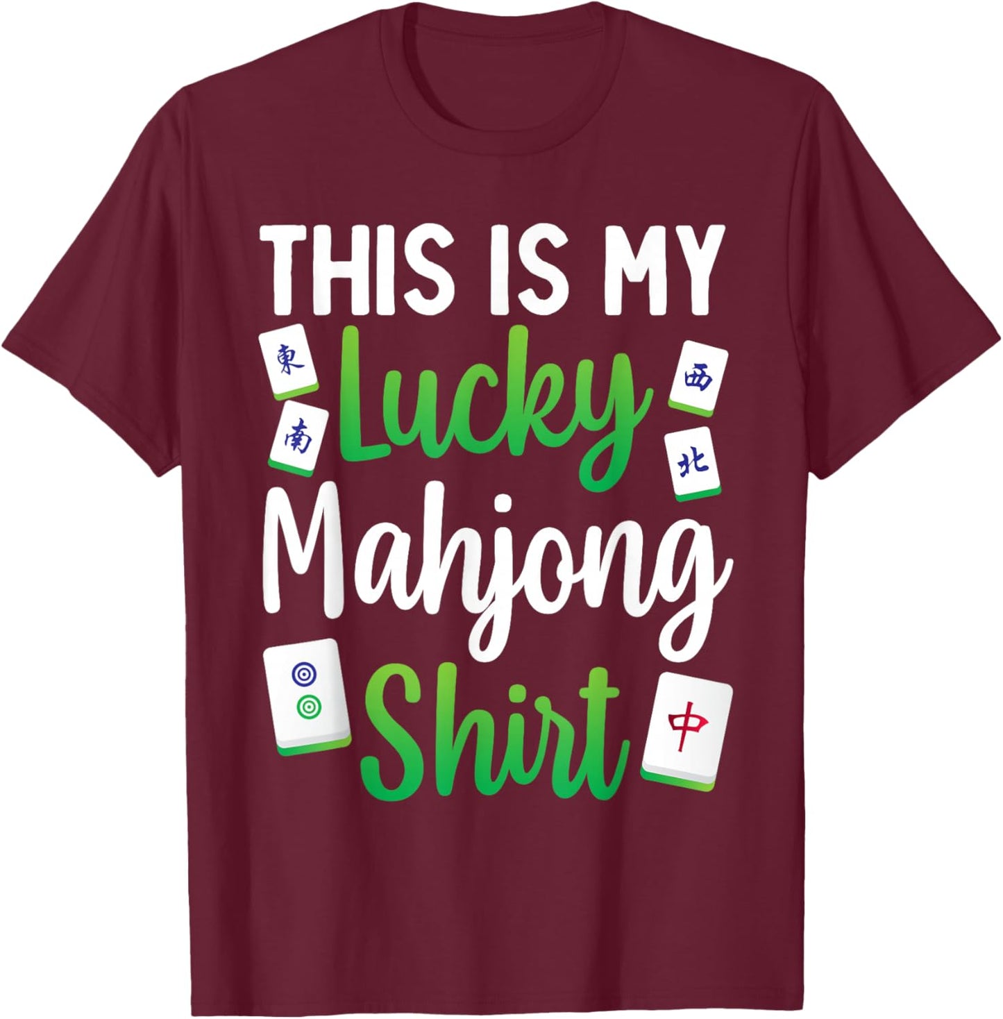 Cool Mahjong Design Women Tile Game Mahjong Player T-Shirt - T-Shirt | Maroon