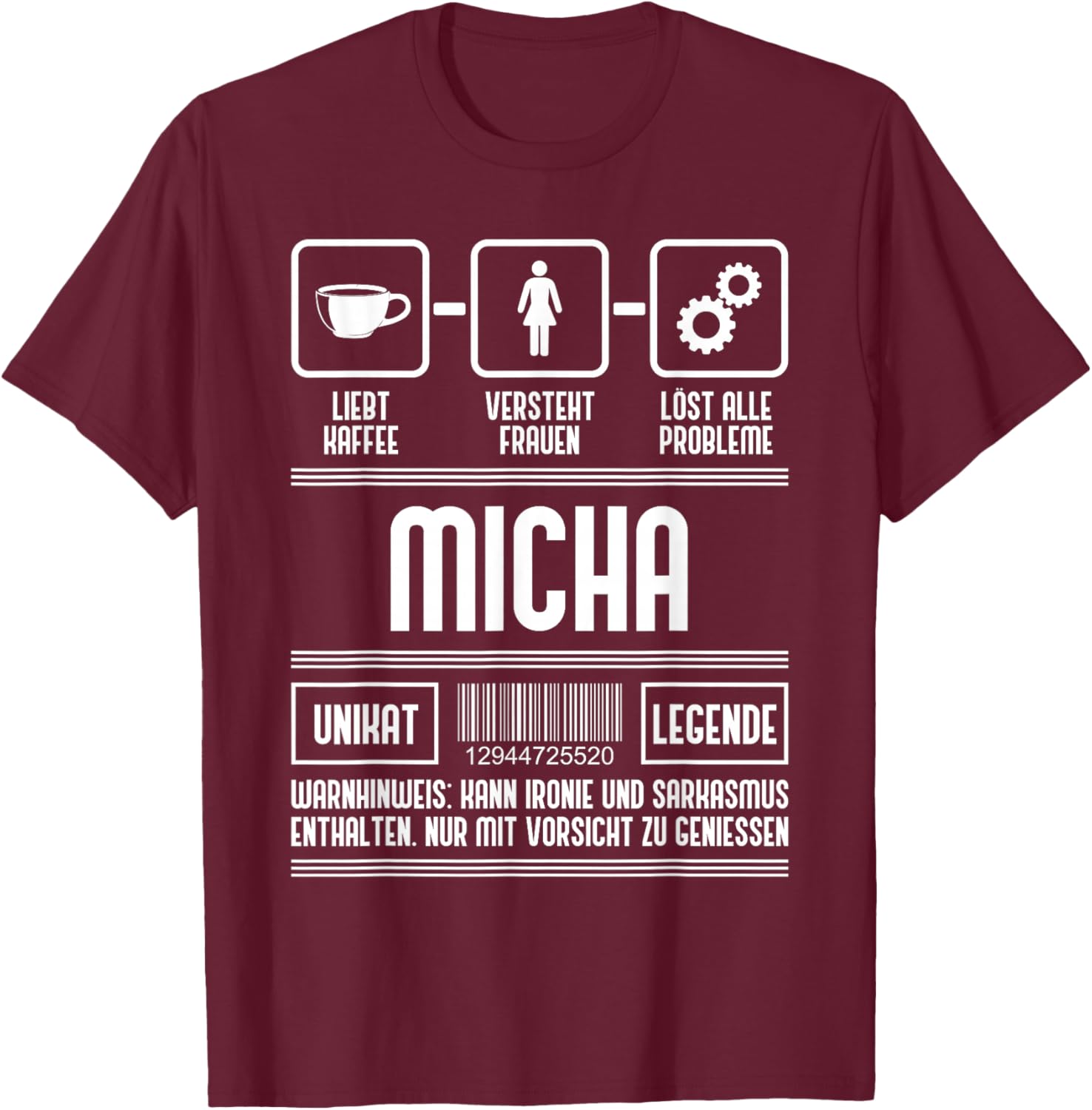 Micha Name Vorname Micha Spruch T-Shirt - T-Shirt | Maroon