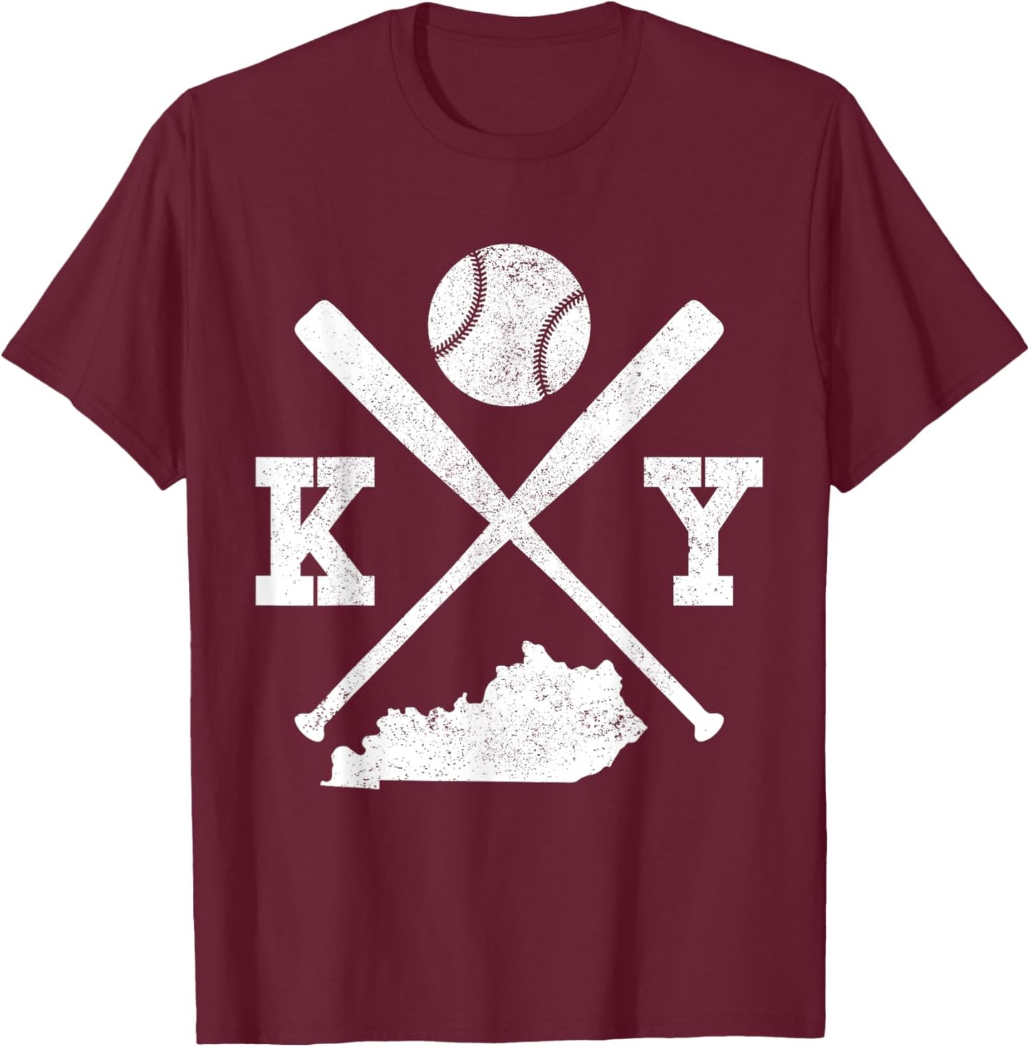 KY USA State - Baseball Player Kentucky T-Shirt - T-Shirt | Maroon