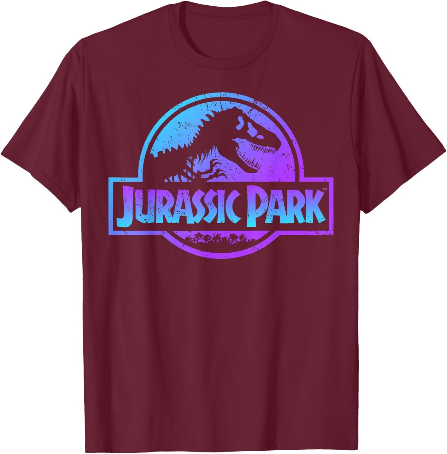 Fossil Logo Jurassic Park Blue Purple Gradient Fossil , Black, S T-Shirt - T-Shirt | Maroon