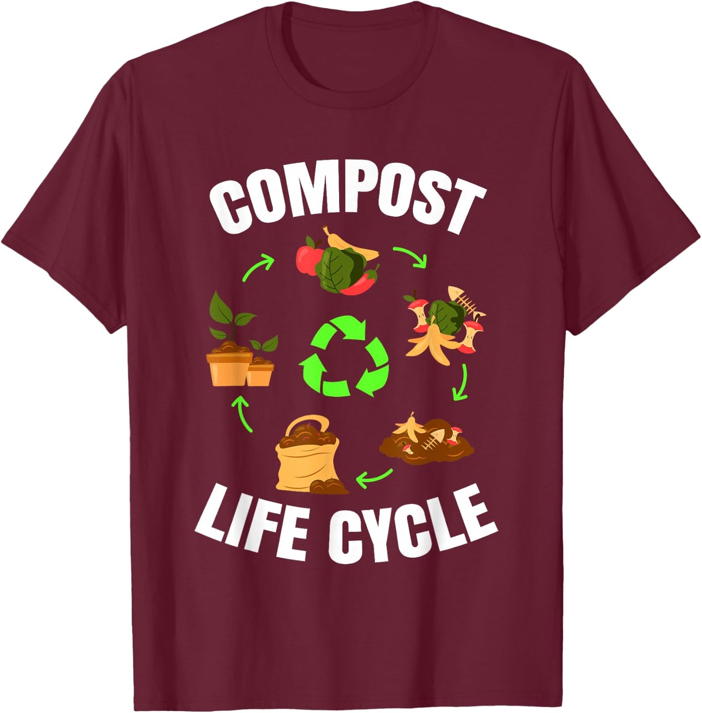 Compost Life Cycle T-Shirt - T-Shirt | Maroon