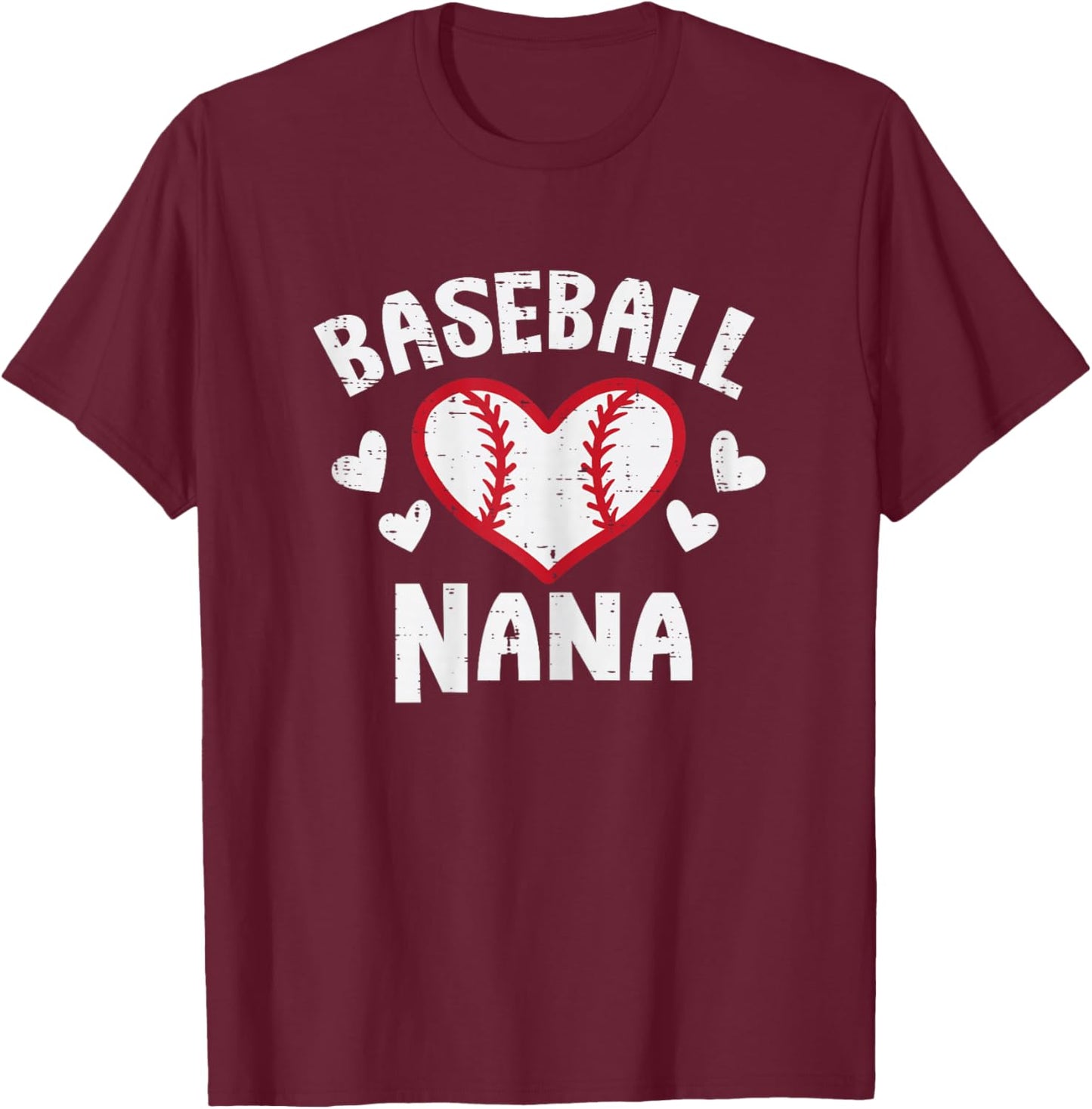 Baseball Nana Heart Family Matching Grandma Mimi Women T-Shirt - T-Shirt | Maroon
