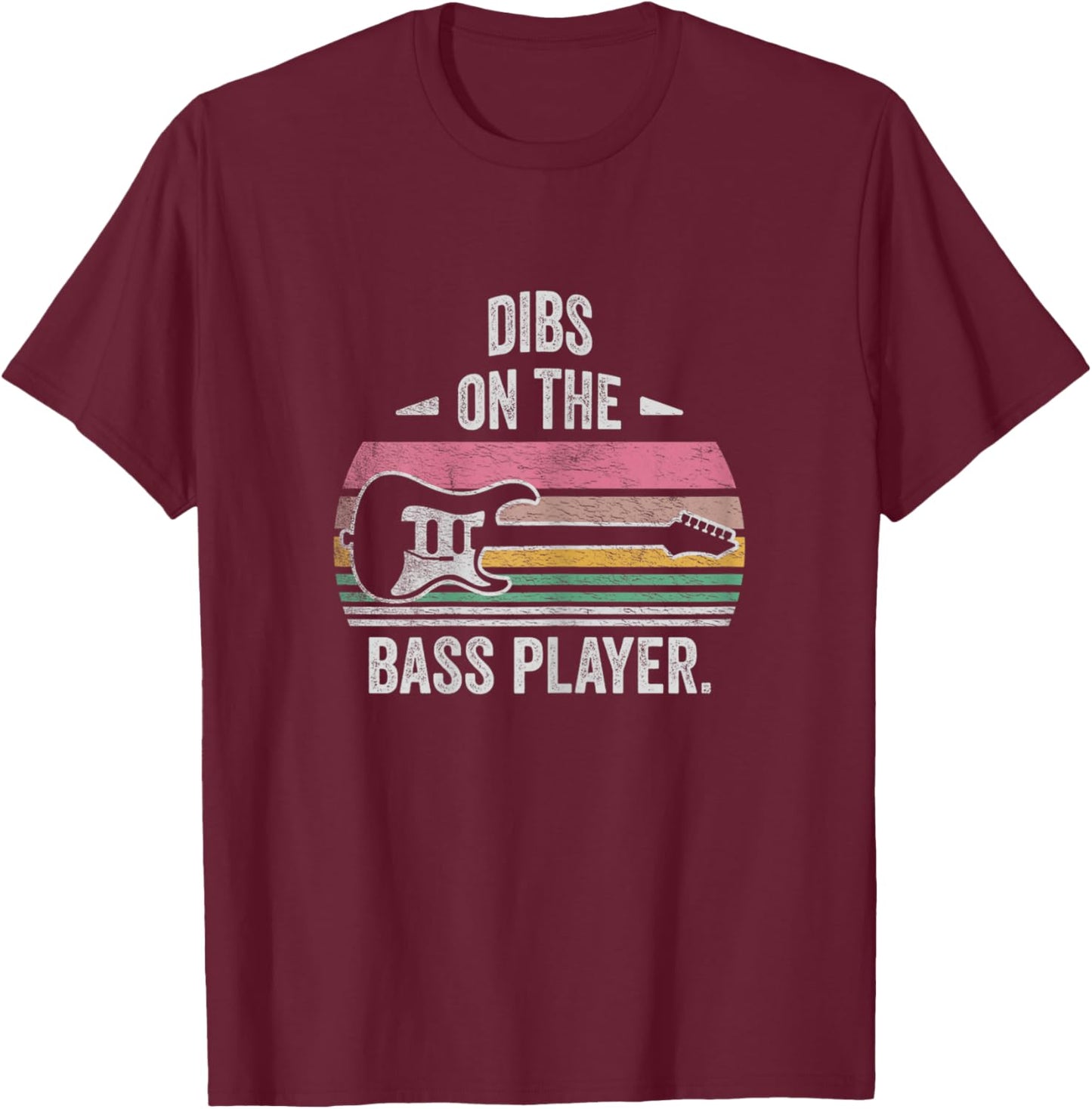NICE 'N COOL Retro Vintage Dibs On The Bass Player Bassist , Female X-Small, Black T-Shirt - T-Shirt | Maroon