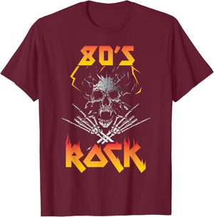 Faded 1980s Rock Roll for Eighties Rockers Band T-Shirt - T-Shirt | Maroon