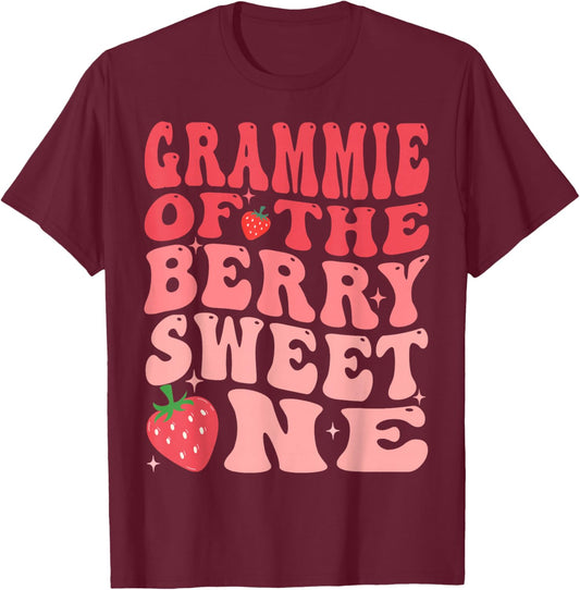 Grammie Of The Berry Sweet One 1st Birthday Strawberry T-Shirt - T-Shirt | Maroon