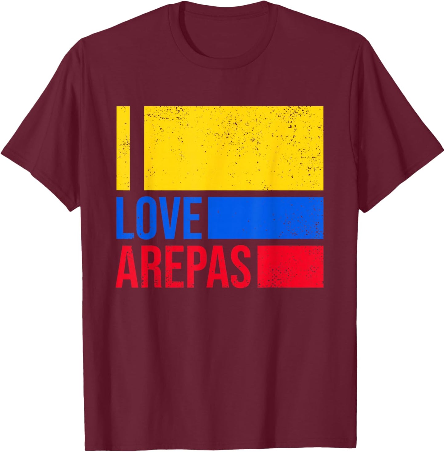 I Love Arepas Colombia Flag Retro Vintage Funny Colombian T-Shirt - T-Shirt | Maroon