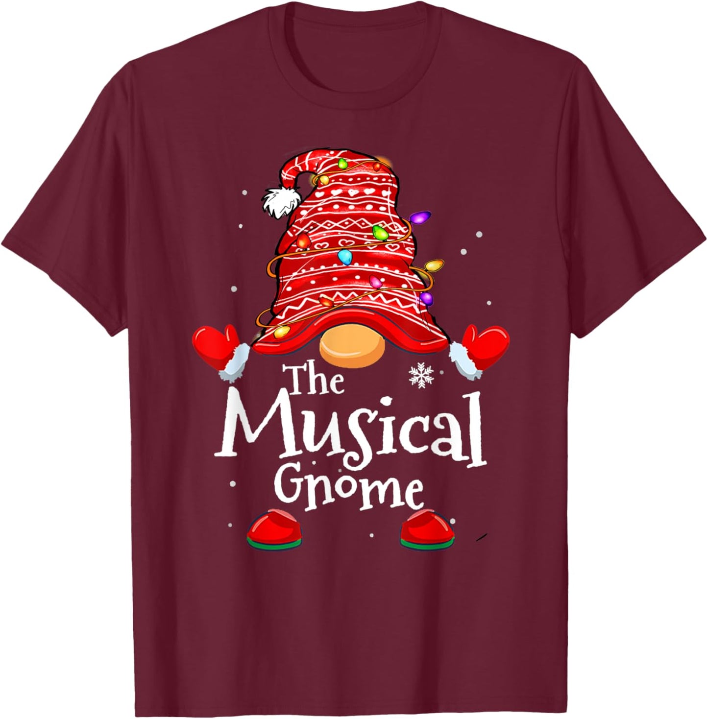 Musical Gnome - Xmas Family Matching Funny Christmas Gnomes T-Shirt - T-Shirt | Maroon