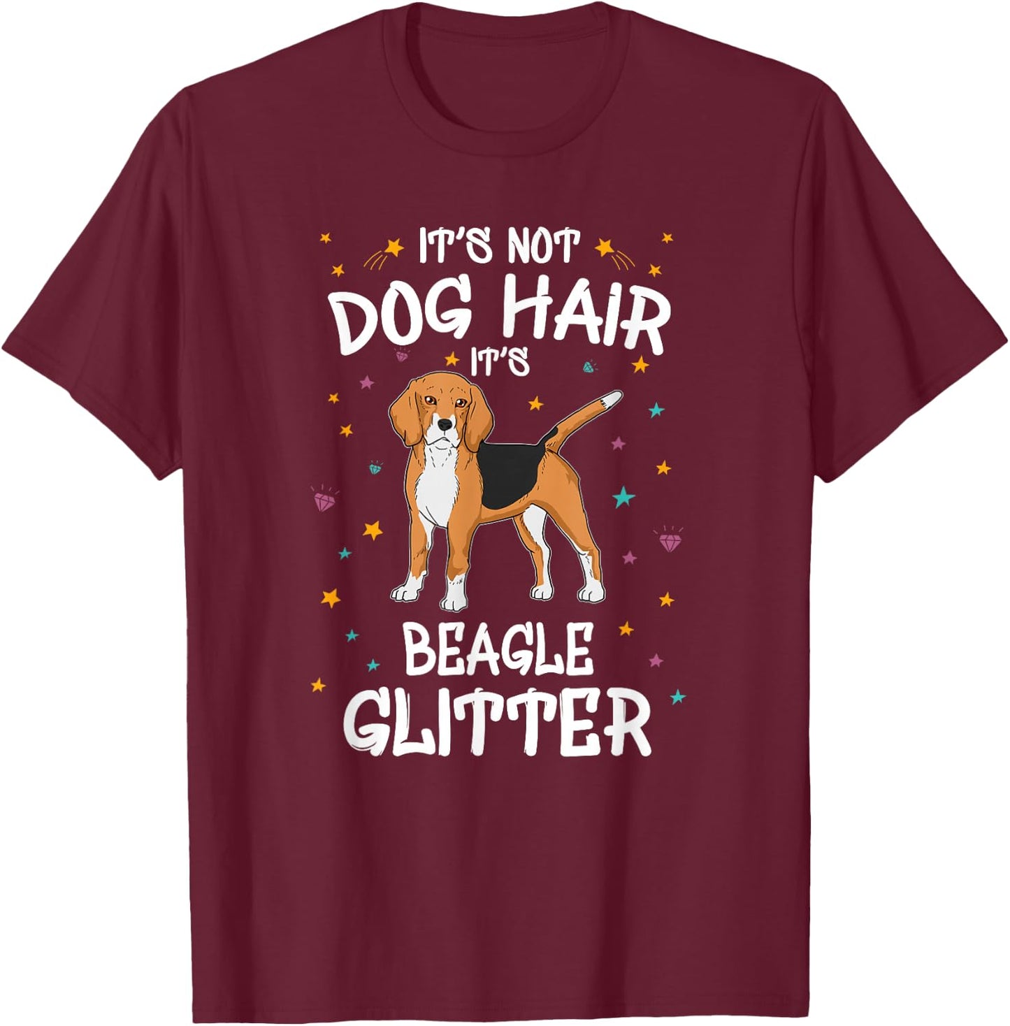 Beagle Glitter Dog Owner Gift Funny Dog T-Shirt - T-Shirt | Maroon