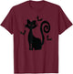 Black Cute Cat With Bats Funny Spooky T-Shirt - T-Shirt | Maroon