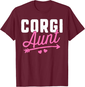 Corgi Aunt Shirt Women Puppy Lover Mom Love Dog Mama T-Shirt - T-Shirt | Maroon
